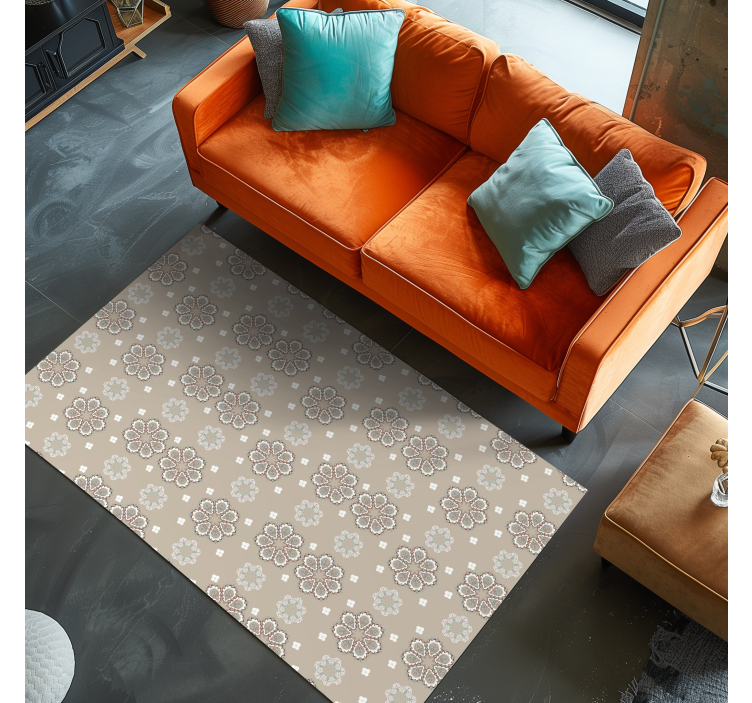 Vinyl Teppich Blumen Elegantes Mosaikmuster - TenStickers