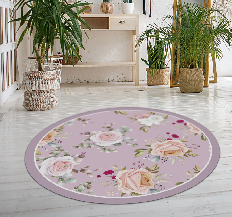 Vinyl Teppich Blumen florale kreiseleganz - TenStickers