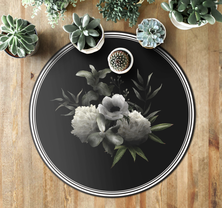 Vinyl Teppich Blumen florale monochrome eleganz - TenStickers