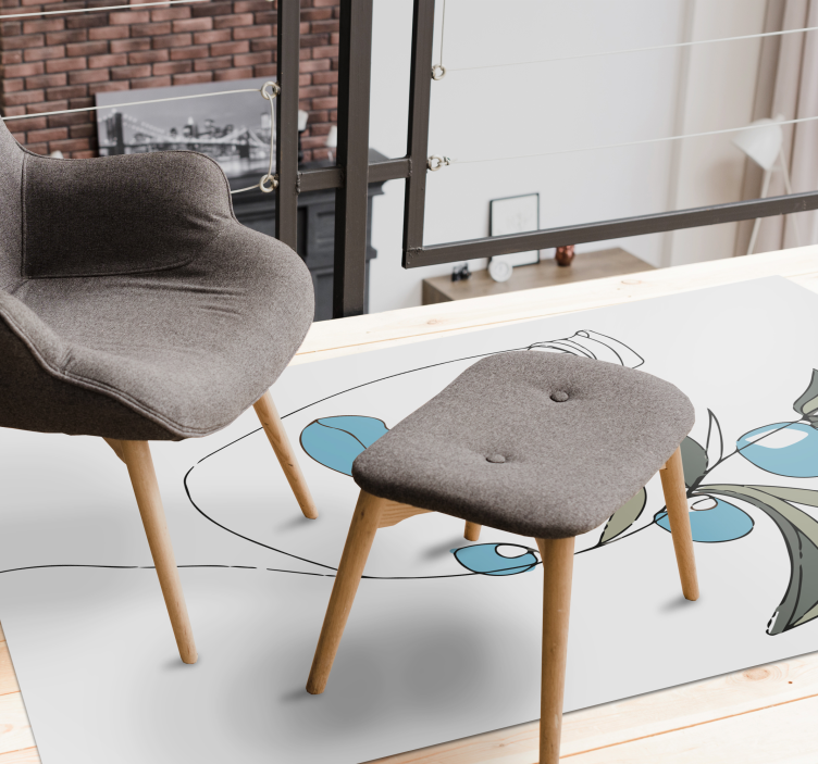 Vinyl Teppich Blumen florale strichzeichnungen - TenStickers