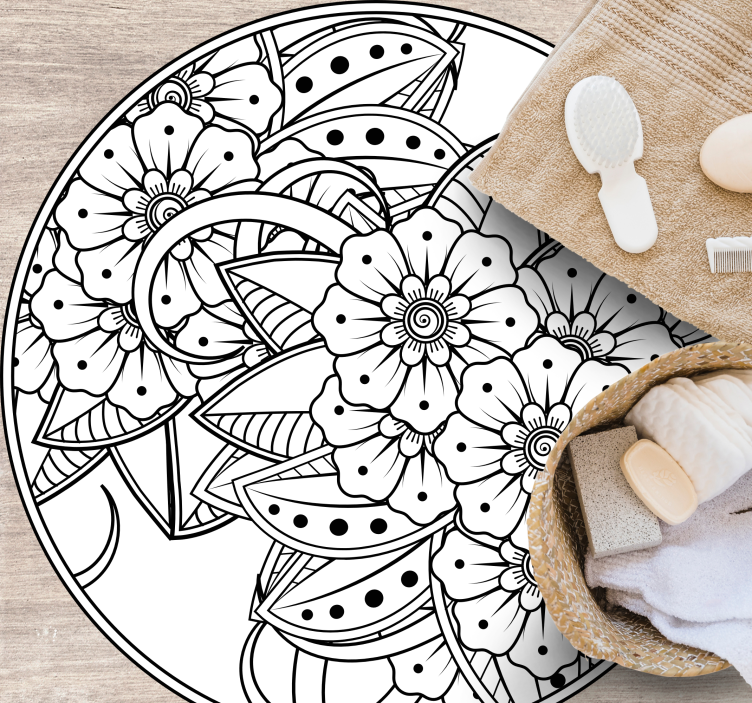 Vinyl teppich mandala im floralen stil - TenStickers