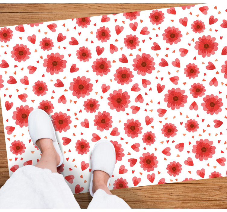 Vinyl Teppich Blumen florales herzmuster - TenStickers