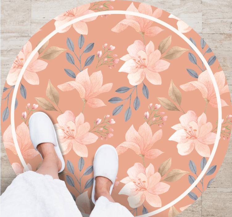 Vinyl Teppich Blumen pfirsich blumenmuster - TenStickers