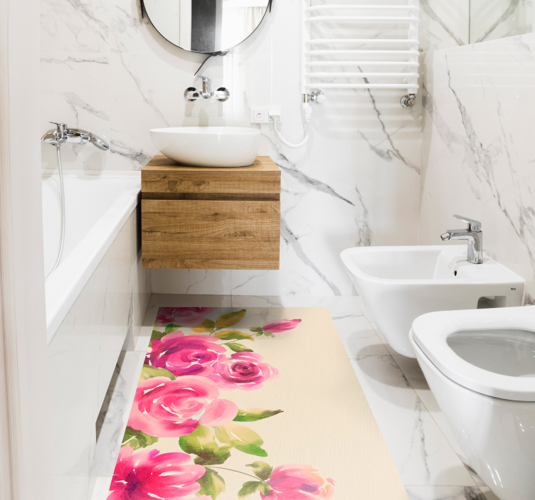 Vinyl Teppich Blumen rosa blumenmuster - TenStickers