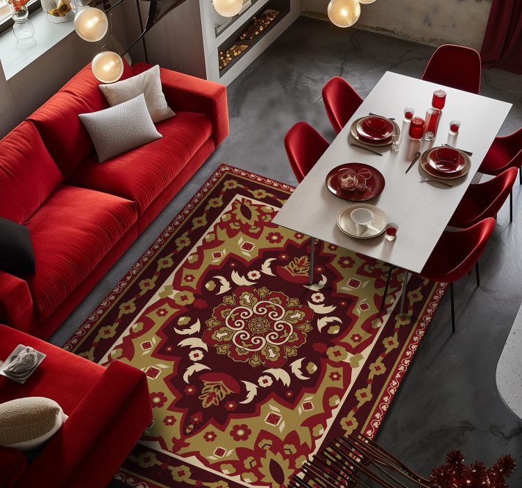 Vinyl Teppich Esszimmer florales Vintage-Design - TenStickers