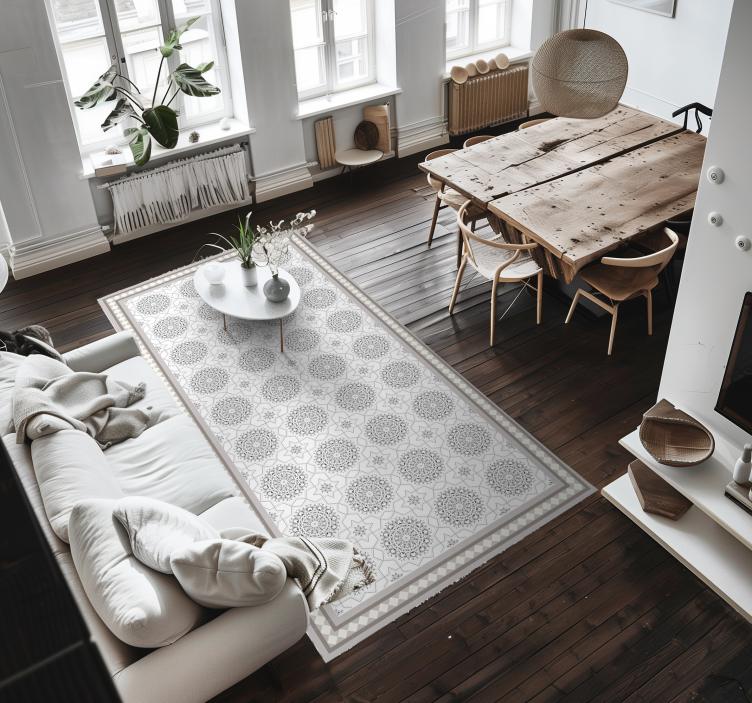 Vinyl Teppich Esszimmer marokkanisches hellgraues Design - TenStickers