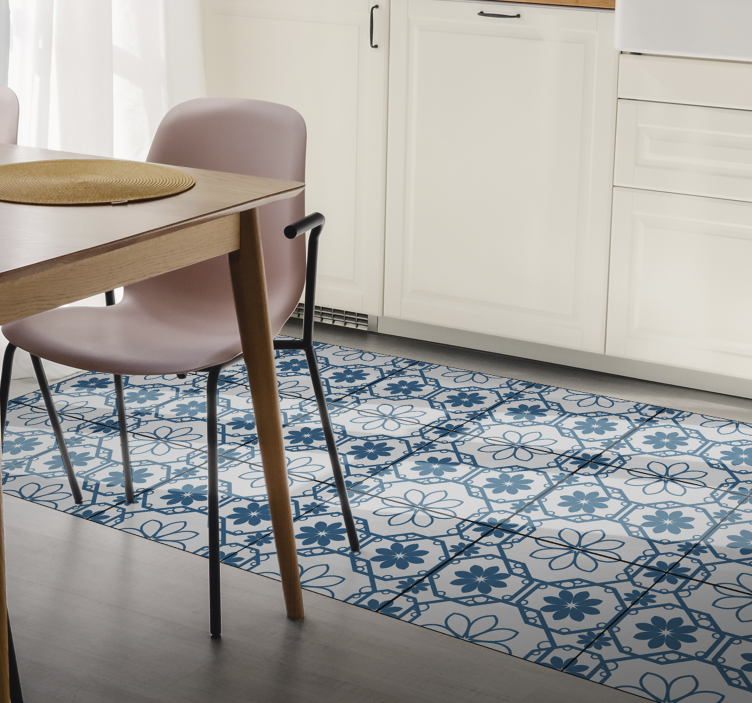 Vinyl Teppich Fliesenoptik blumenmosaikfliesen - TenStickers