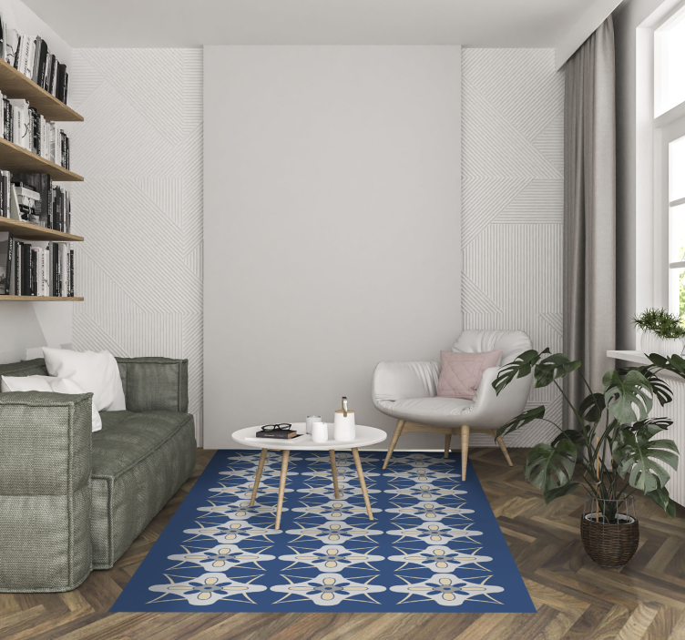 Vinyl Teppich Fliesenoptik florale fliesenkomposition - TenStickers