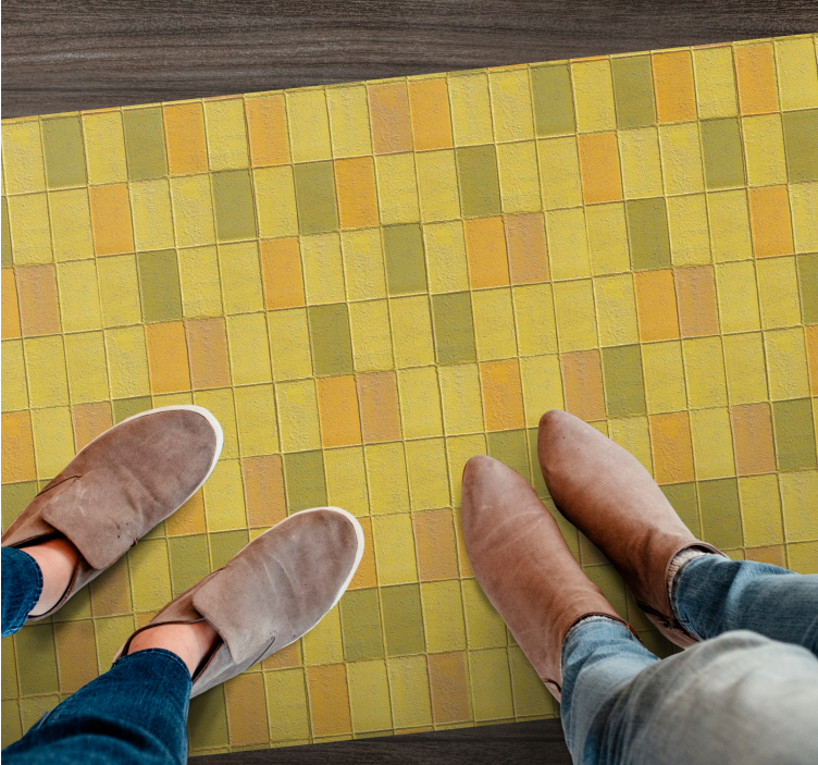 Vinyl Teppich Fliesenoptik gelbes mosaik-arrangement - TenStickers