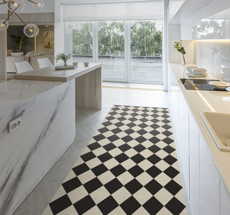 Vinyl teppich fliesenoptik klassisches schachmuster - TenStickers