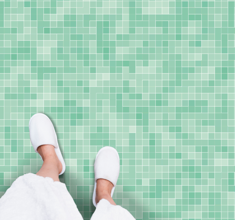 Vinyl Teppich Fliesenoptik mint-mosaik-muster - TenStickers