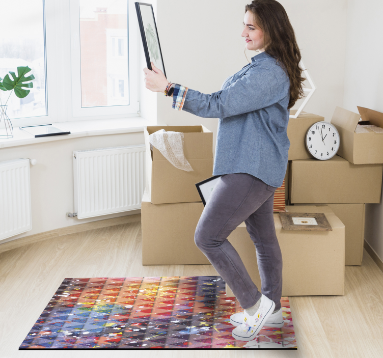 Vinyl Teppich geometrisch abstraktes Dreiecksmosaik - TenStickers