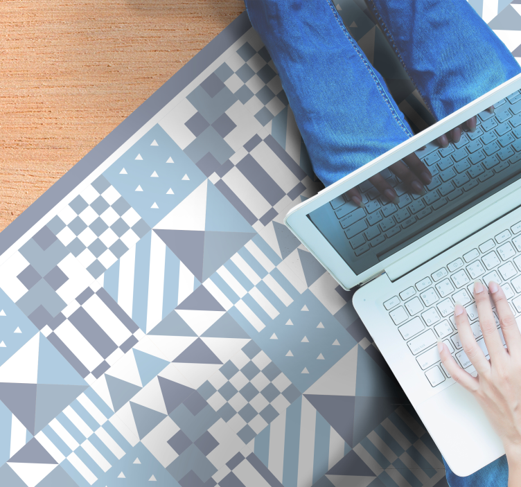 Vinyl Teppich Fliesenoptik blaue geometrische muster - TenStickers