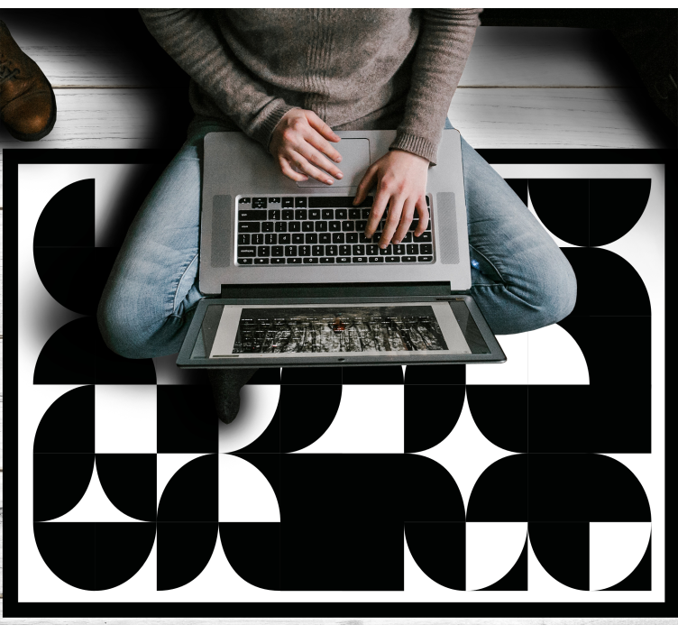 Vinyl Teppich geometrisch geschwungene schwarze formen - TenStickers