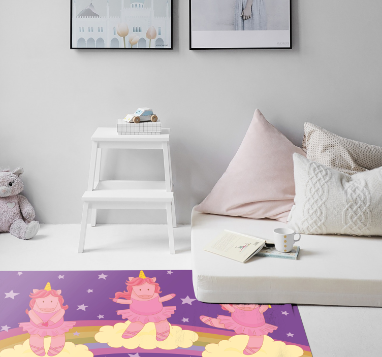 Vinyl Teppich Kinderzimmer einhorn-fantasietanz - TenStickers
