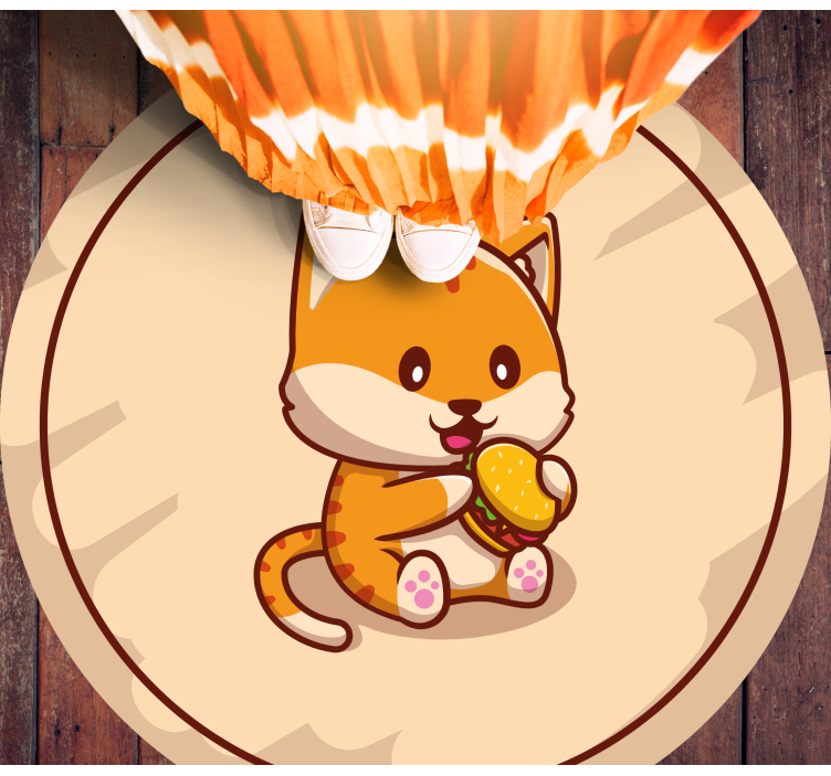 Vinyl Teppich Kinderzimmer babykatze mit sandwich - TenStickers