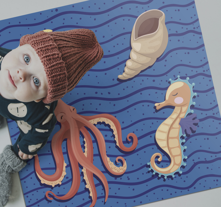 Vinyl Teppich Kinderzimmer spielzeit mit meerestieren - TenStickers