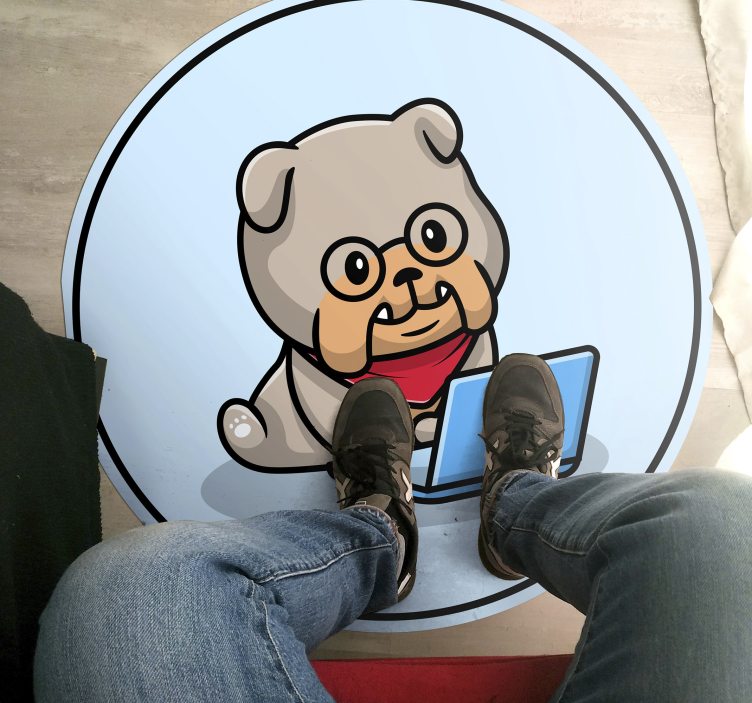 Vinyl Teppich Tiere welpe mit computer - TenStickers