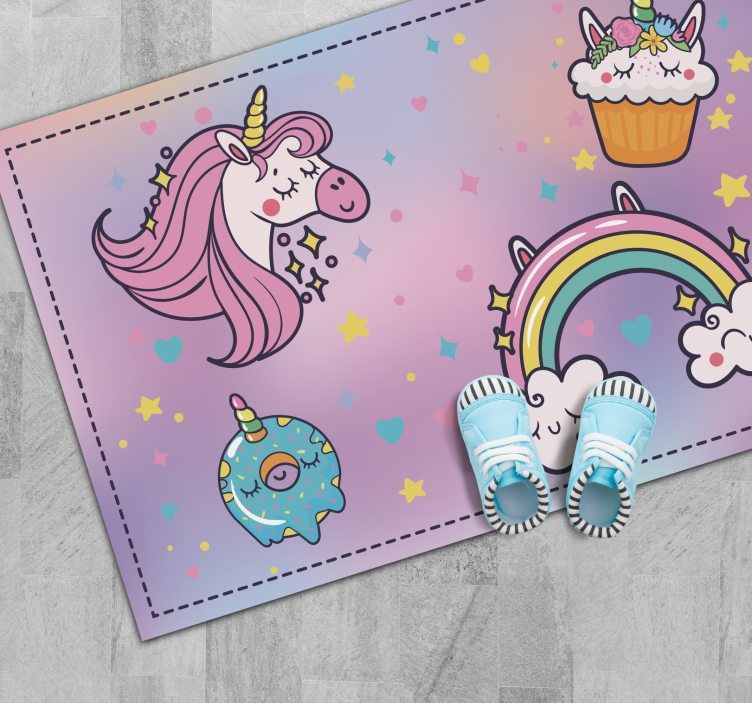 Vinyl Teppich kindlich einhorn-fantasiethema - TenStickers
