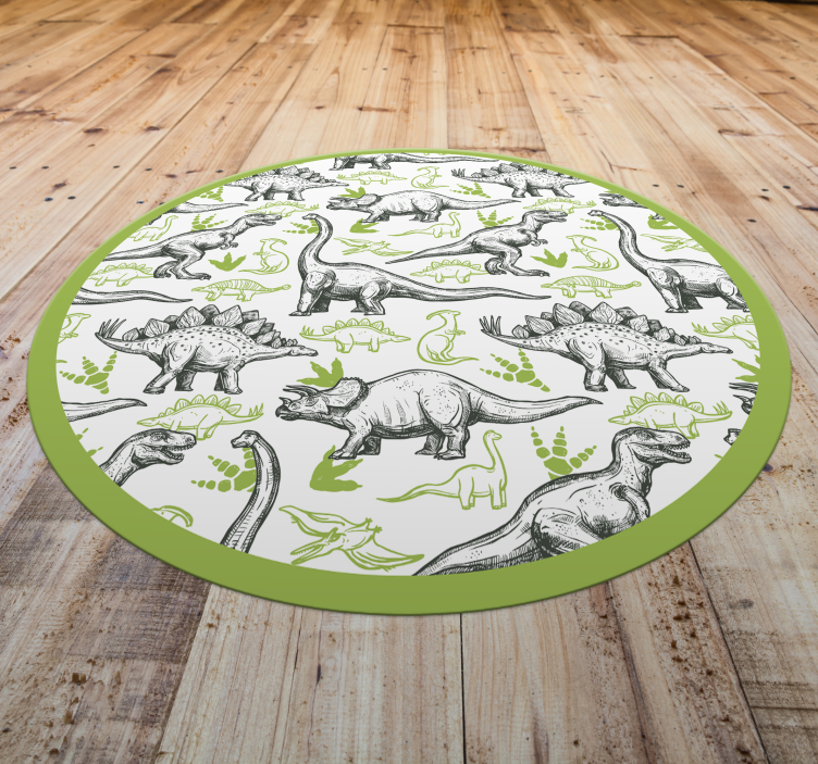 Vinyl Teppich kindlich kreis mit dinosaurier-motiven - TenStickers
