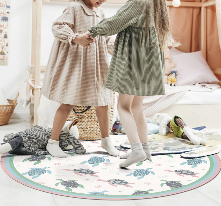 Vinyl Teppich kindlich schildkröten-spielkreis - TenStickers