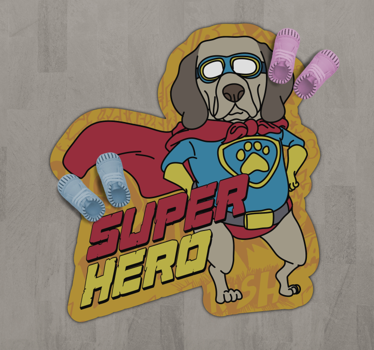 Vinyl Teppich kindlich superhelden-hund - TenStickers