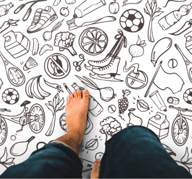 Vinyl Teppich kindlich symbole für einen aktiven lebensstil - TenStickers