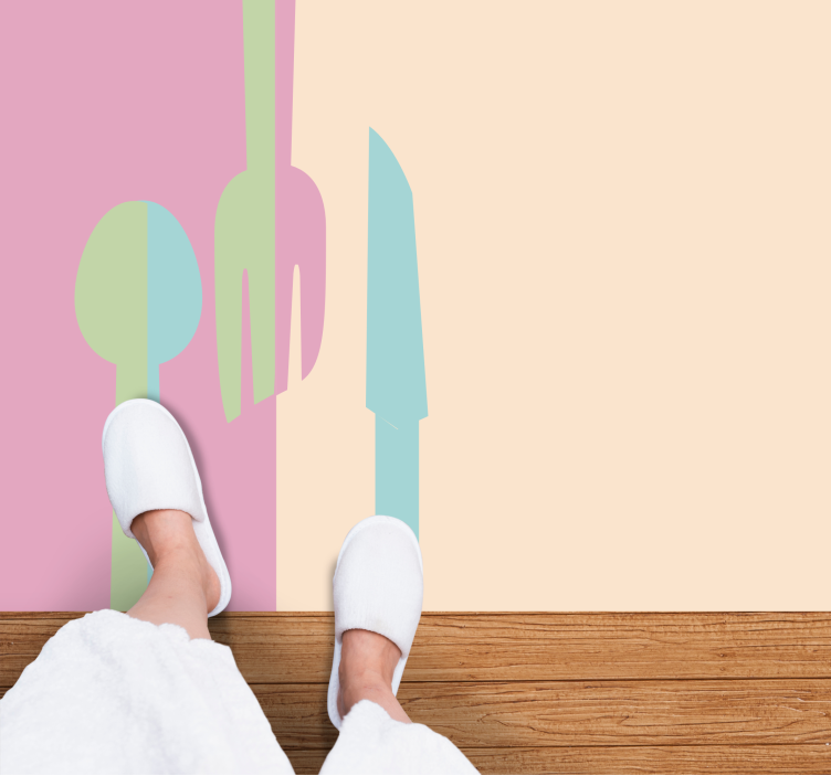 Vinyl Teppich Küche stilvolle utensilien-silhouetten - TenStickers