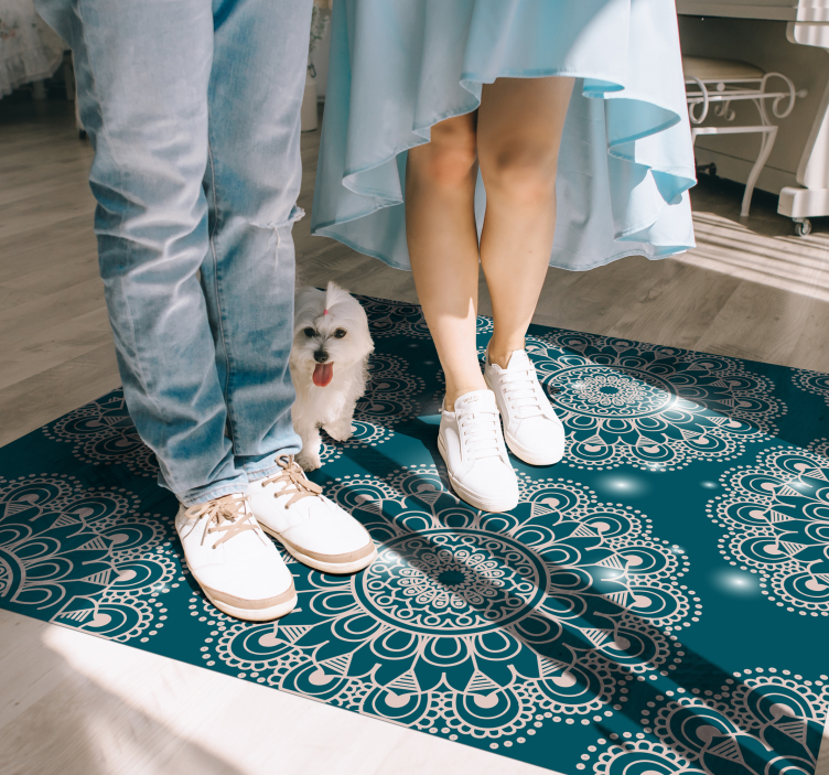 Vinyl Teppich Mandala blaues magisches muster - TenStickers