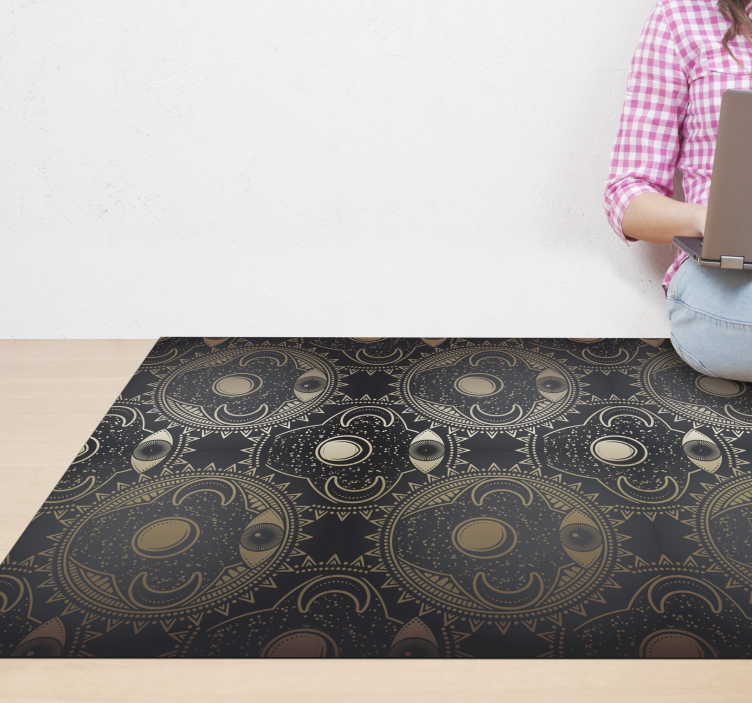 Vinyl Teppich Mandala himmlisches schwarzes motiv - TenStickers