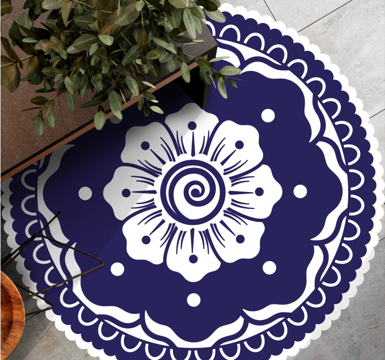 Vinyl Teppich Mandala marineblaues blumenarrangement - TenStickers