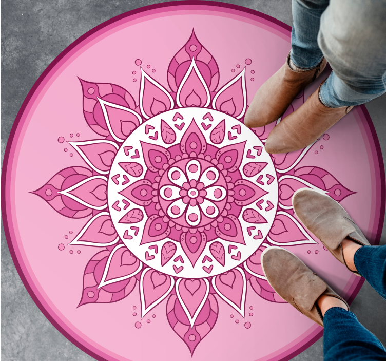 Vinyl Teppich Mandala rosa blumenmeditation - TenStickers