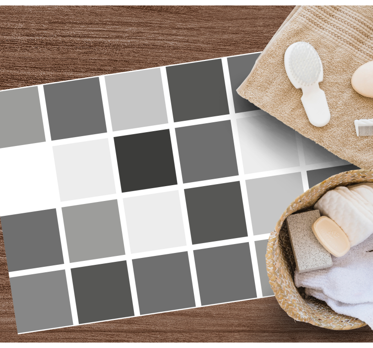 Vinyl Teppich Badezimmer grautonraster - TenStickers