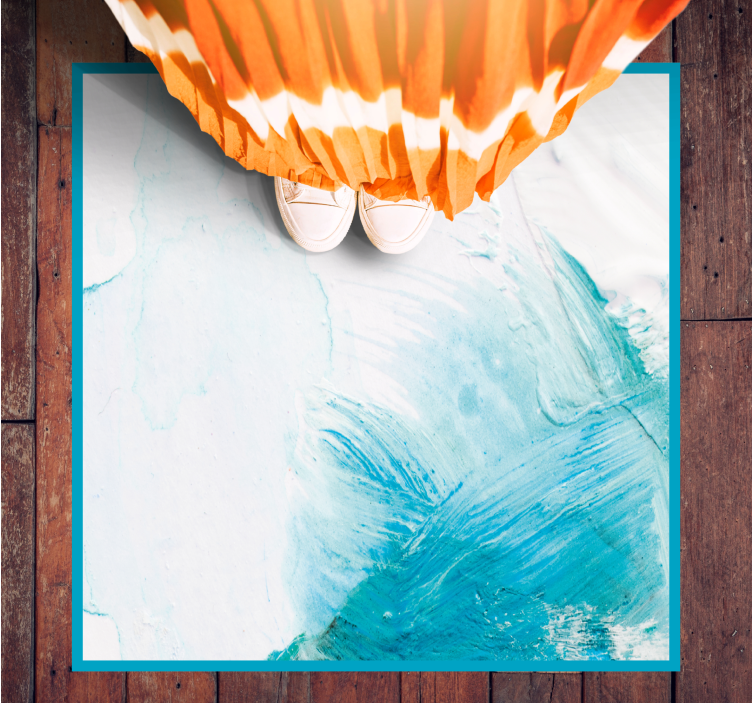 vinyl teppich strukturiert aqua pinselstriche - TenStickers