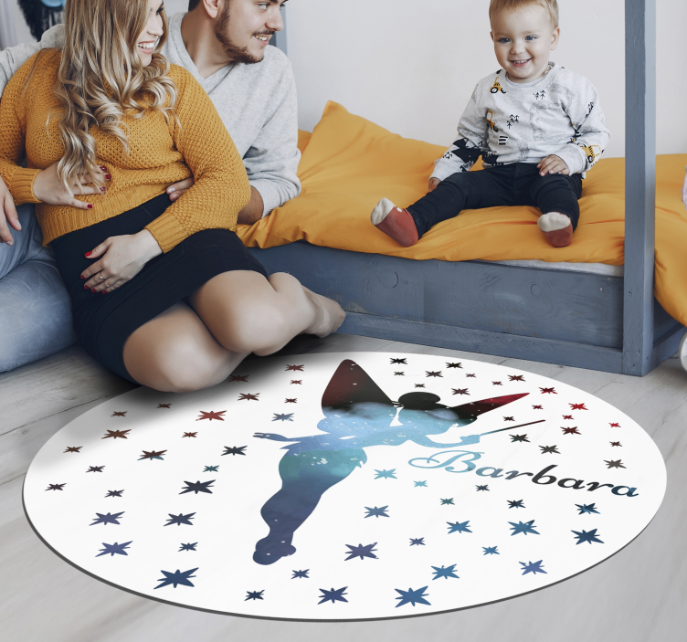 Vinyl Teppich mit Namen Feen Silhouette - TenStickers