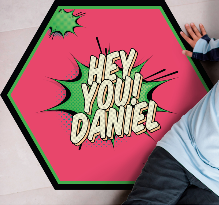 Vinyl Teppich mit Namen gruß im comic-stil - TenStickers