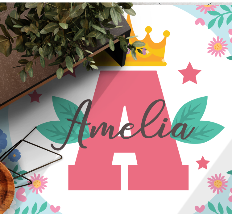 Vinyl Teppich kindlich gekrönter initial und name - TenStickers