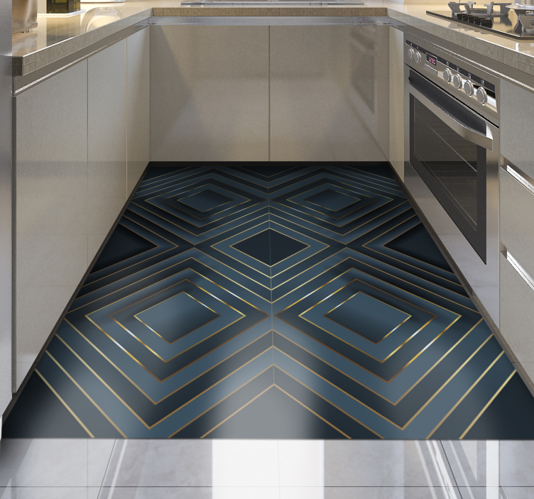 Vinyl Teppich modern schwarz umrandete quadrate - TenStickers