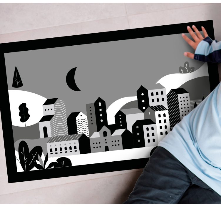 Vinyl Teppich modern stadtbild schwarz und weiß - TenStickers