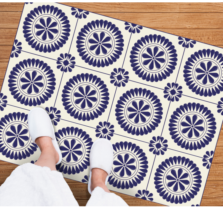 Vinyl Teppich Mosaik kreisförmiges blumenmotiv - TenStickers