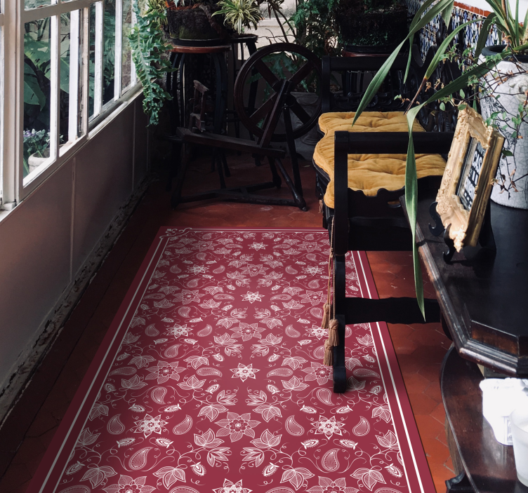 Vinyl Teppich Mosaik wandteppich mit blumenmuster - TenStickers