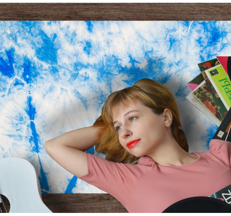 Vinyl Teppich Wohnzimmer blaues batikmuster - TenStickers