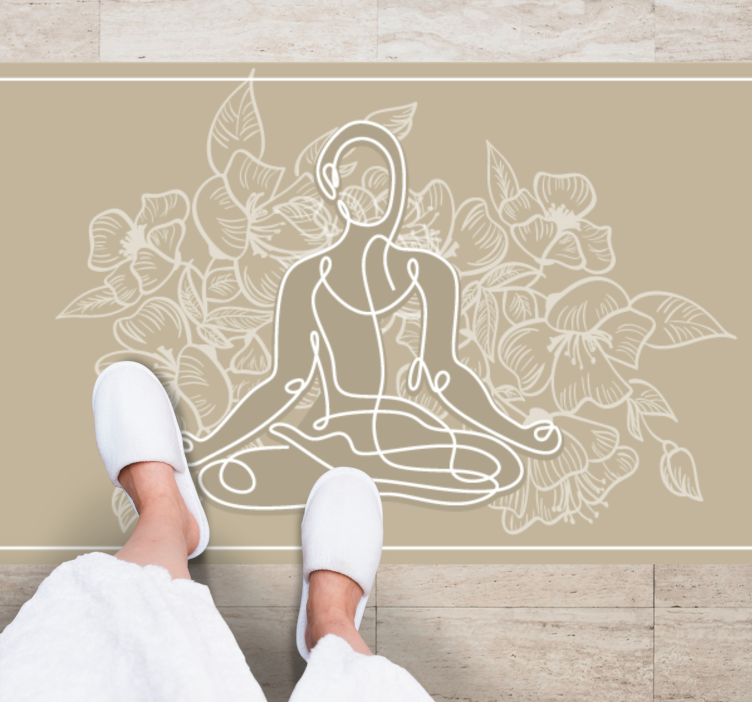Vinyl Teppich Natur meditative blumensilhouette - TenStickers