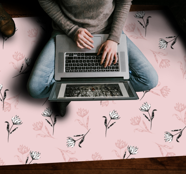 Vinyl Teppich Blumen blumenrosa hintergrund - TenStickers