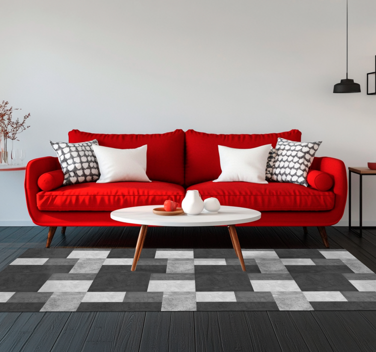 Vinyl Teppich schwarz modernes quadrate-design - TenStickers