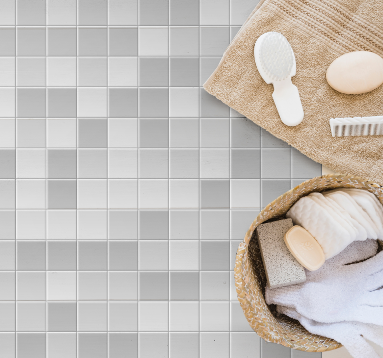 Vinyl Teppich Badezimmer glattes graues mosaik - TenStickers