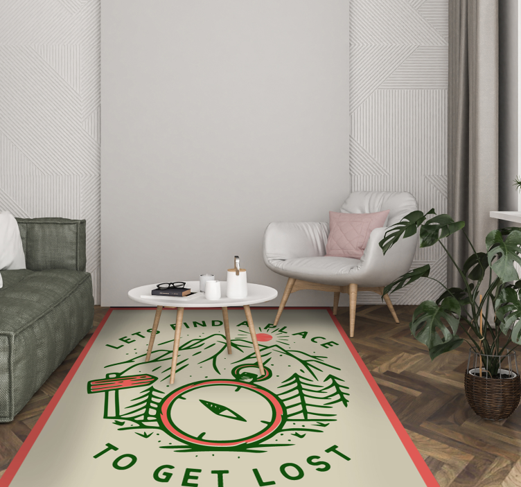 Vinyl Teppich Text erkunde abenteuer kompass - TenStickers