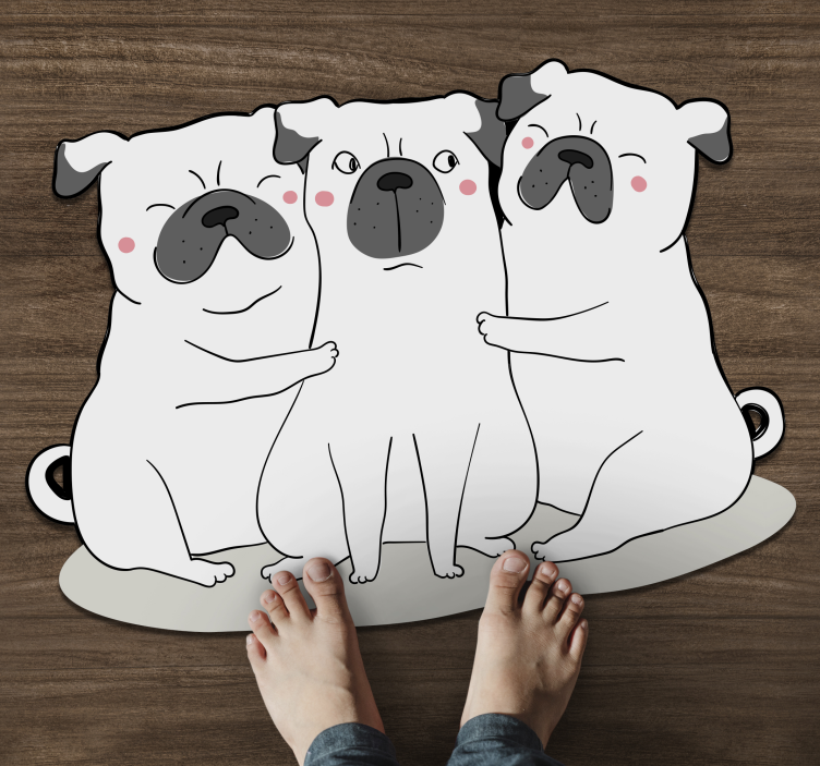 Vinyl Teppich Tiere niedliches Mops-Trio - TenStickers