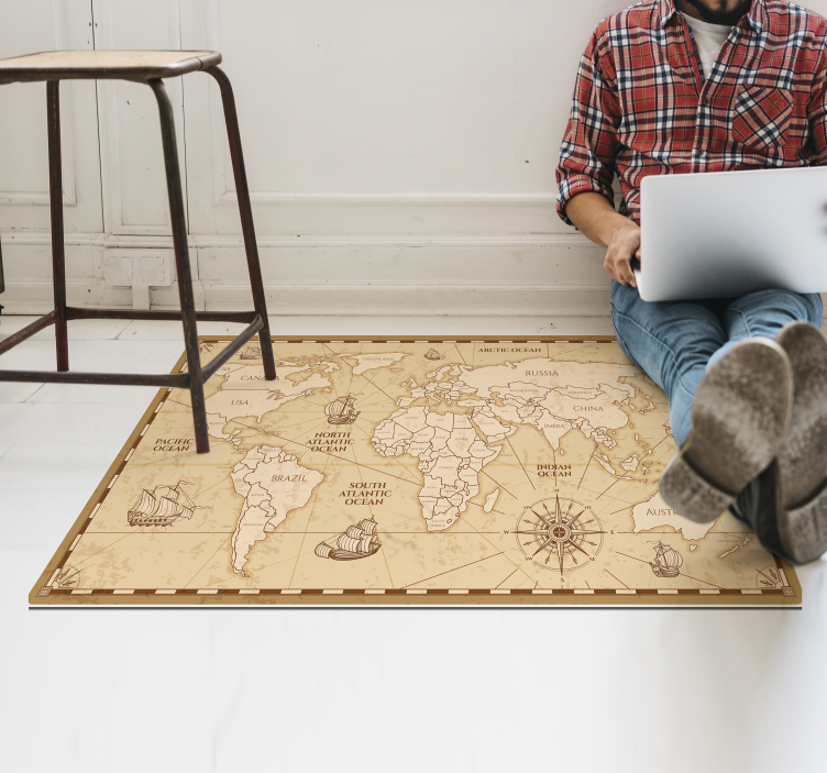 Vinyl Teppich Weltkarte vintage-kartendesign - TenStickers