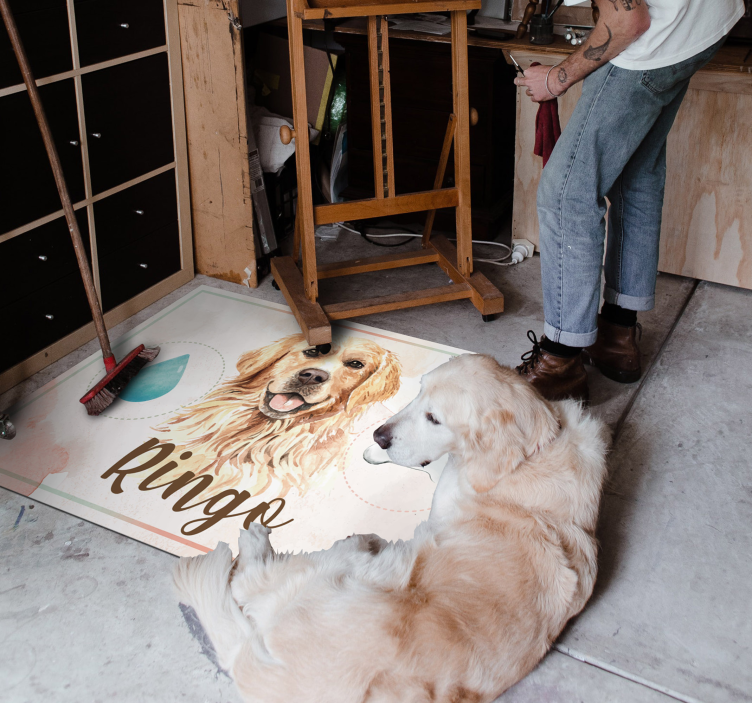 Vinylteppich Essensunterlage Golden Retriever - TenStickers